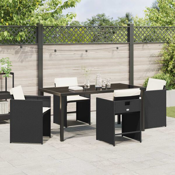 vidaXL Ensemble de salle à manger pour jardin 5 pcs Noir polyrotin
