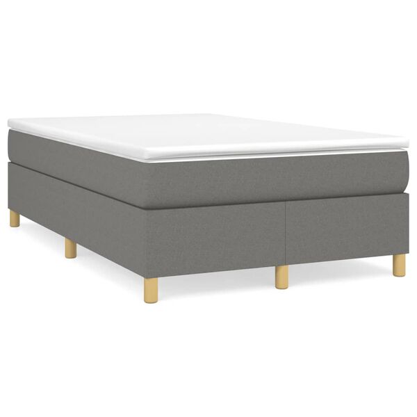 vidaXL Sommier &agrave; lattes de lit avec matelas gris fonc&eacute; 120x190cm tissu