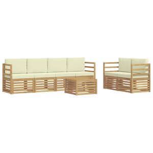 vidaXL Ensemble de canap&eacute;s d'ext&eacute;rieur 7 pc Blanc et cr&egrave;me Polyester