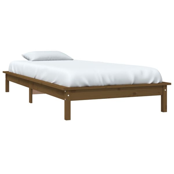 vidaXL Cadre de lit sans matelas marron miel 90x200 cm bois massif