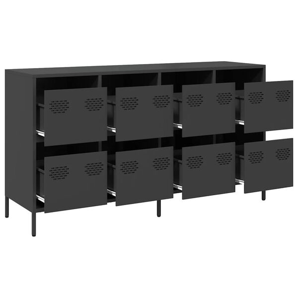 vidaXL Buffet noir 135x39x73,5 cm acier laminé à froid