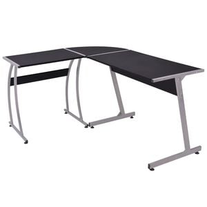 vidaXL Bureau d'angle en forme de L Noir