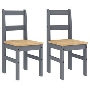 vidaXL Chaises &agrave; manger lot de 2 Panama gris bois massif de pin