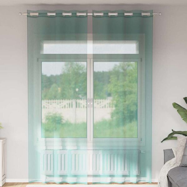 vidaXL Rideaux en voile avec œillets 2 pcs turquoise