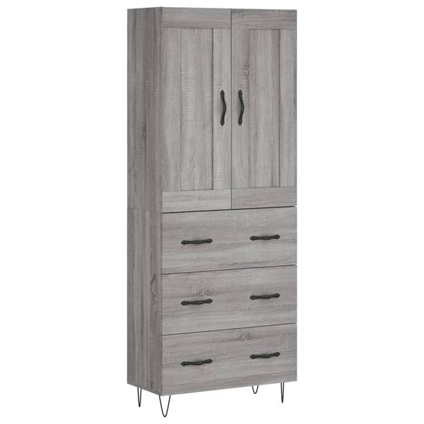 vidaXL Buffet haut Sonoma gris 69,5x34x180 cm Bois d'ing&eacute;nierie