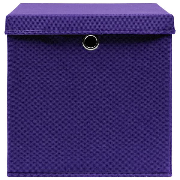 vidaXL Bo&icirc;tes de rangement avec couvercles 10 pcs 28x28x28 cm Violet