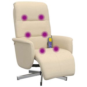 vidaXL Fauteuil inclinable de massage avec repose-pieds cr&egrave;me tissu