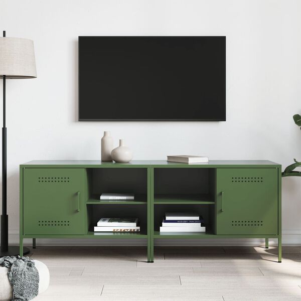 vidaXL Meubles TV 2 pcs vert olive 68x39x50,5 cm acier