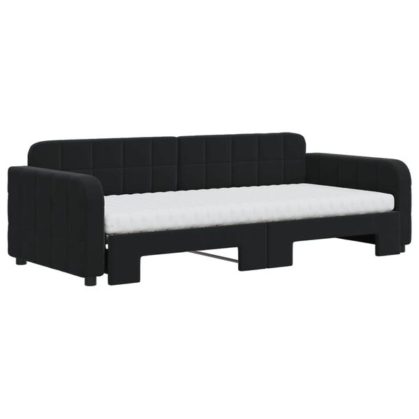 vidaXL Lit de jour avec gigogne et matelas noir 90x200 cm velours