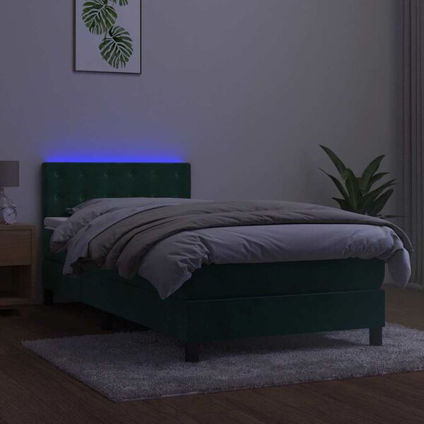 vidaXL Sommier &agrave; lattes de lit avec matelas LED Vert fonc&eacute; 100x200 cm
