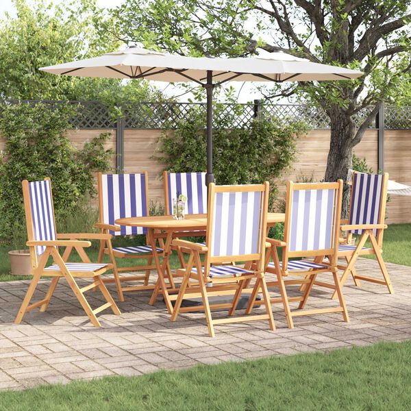 vidaXL Ensemble de salle &agrave; manger pour jardin 7 pcs Bleu et Blanc