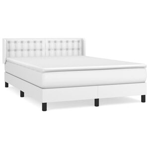 vidaXL Sommier &agrave; lattes de lit avec matelas Blanc 140x200cm Similicuir