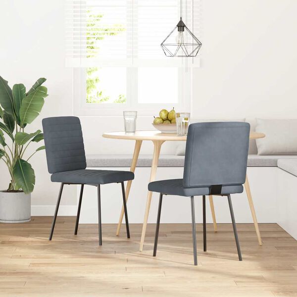 vidaXL Chaises à manger lot de 2 Gris foncé Velours