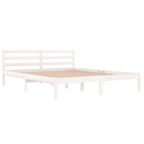 vidaXL Cadre de lit sans matelas bois de pin massif 160x200 cm blanc