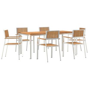 vidaXL Ensemble de repas ext&eacute;rieur 7 pcs Marron Bois de teck massif
