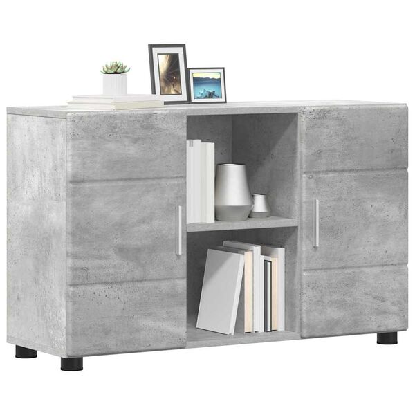 vidaXL Buffet avec &eacute;tag&egrave;re FLORIN Gris b&eacute;ton 88,5 x 30,5 x 55,5 cm