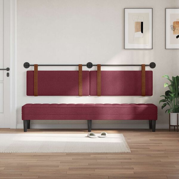vidaXL T&ecirc;te de lit suspendue Uni Bordeaux 210 x 55 x 5 cm PU antique
