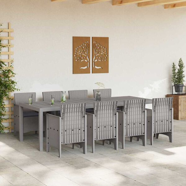 vidaXL Ensemble de salle &agrave; manger pour jardin 9 pcs Blanc Rattan Polt