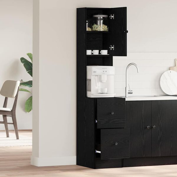 vidaXL Buffet de cuisine avec tiroir Ch&ecirc;ne noir 32 x 50 x 180 cm