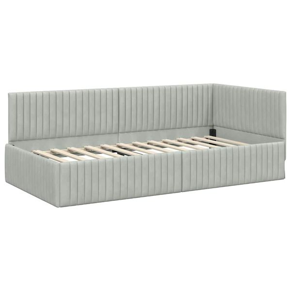 vidaXL Cadre de lit d'angle Gris clair 100 cm x 200 cm Velours