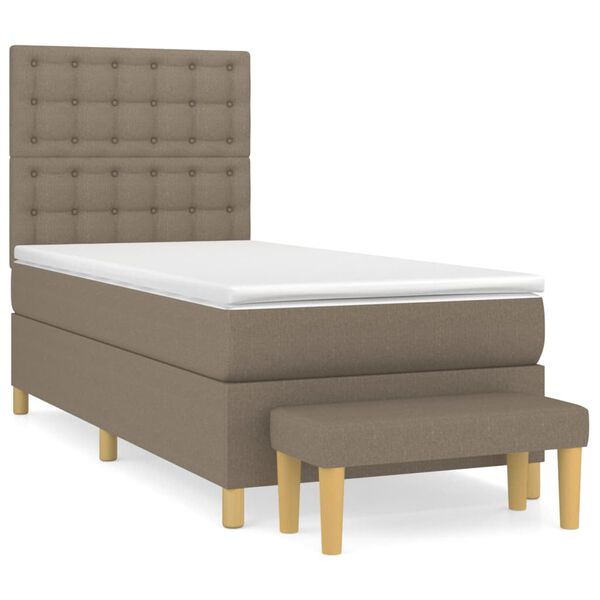 vidaXL Sommier &agrave; lattes de lit avec matelas Taupe 90x200 cm Tissu
