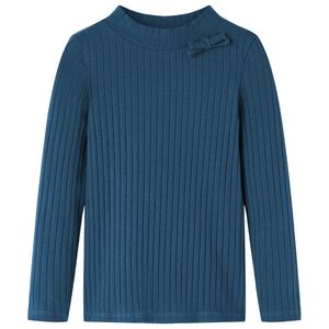 T-shirt enfants &agrave; manches longues tricot c&ocirc;tel&eacute; bleu marine 104