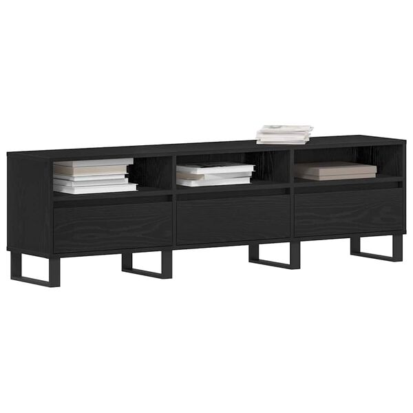 vidaXL Meuble TV Ch&ecirc;ne noir 150 x 30 x 44,5 cm Bois d'ing&eacute;nierie