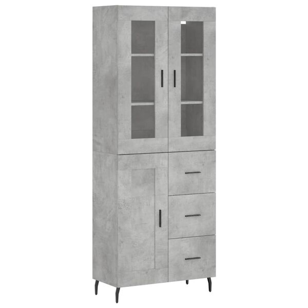vidaXL Buffet haut Gris b&eacute;ton 69,5x34x180 cm Bois d'ing&eacute;nierie