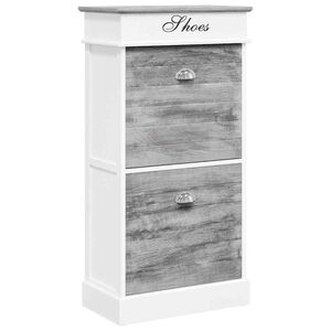 vidaXL Armoire &agrave; chaussures Gris 50 x 28 x 98 cm Bois de Paulownia