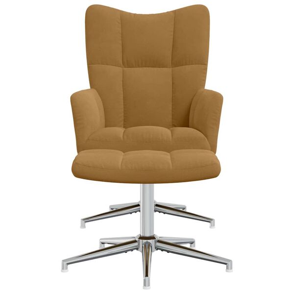 vidaXL Chaise de relaxation avec tabouret Marron Velours