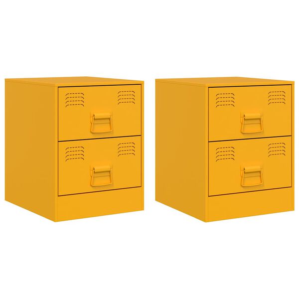vidaXL Tables de chevet 2 pcs jaune 34,5x39x44 cm acier
