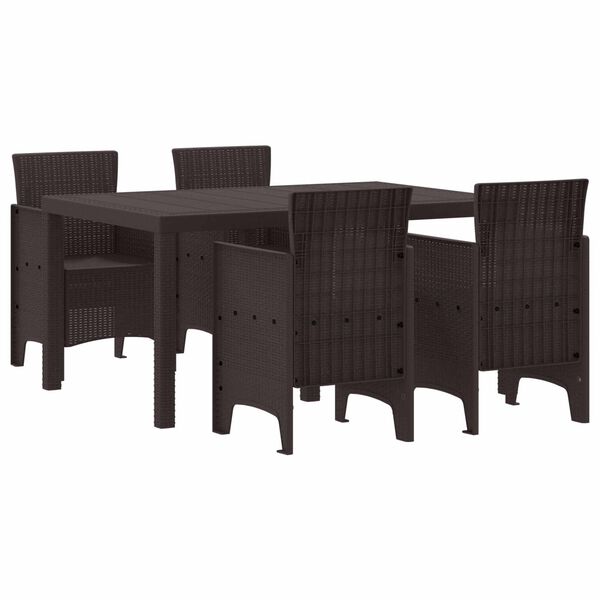vidaXL Ensemble de salle &agrave; manger pour jardin 5 pcs Marron Rattan Polt