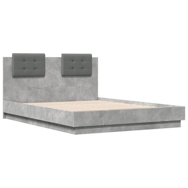 vidaXL Cadre de lit sans matelas gris b&eacute;ton 120x190 cm