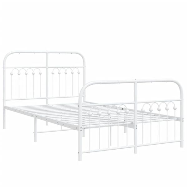 vidaXL Cadre de lit m&eacute;tal sans matelas et pied de lit blanc 120x200 cm