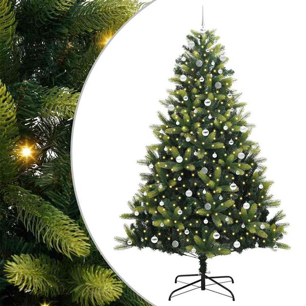 vidaXL Arbre de No&euml;l artificiel en silicone flexible 300 LEDs 240 cm