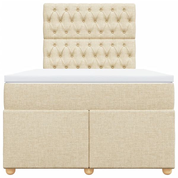 vidaXL Sommier &agrave; lattes de lit avec matelas cr&egrave;me 120x190 cm tissu