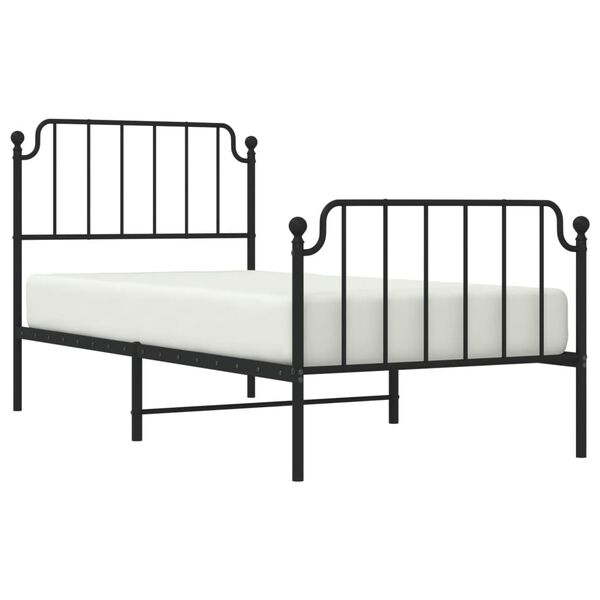 vidaXL Cadre de lit m&eacute;tal sans matelas avec pied de lit noir 90x200 cm
