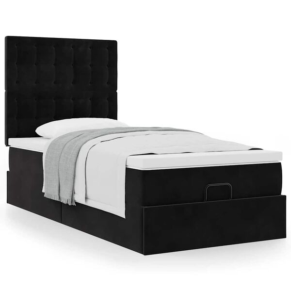 vidaXL Cadre de lit ottoman avec matelas noir 90x190 cm velours