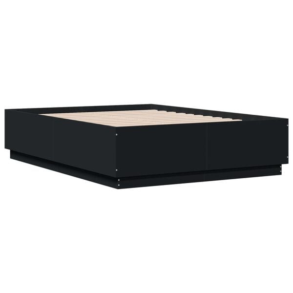 vidaXL Cadre de lit sans matelas noir 135x190 cm