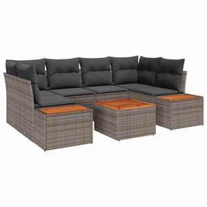 vidaXL Ensemble de canap&eacute; de jardin avec coussin 6 pcs Gris Poly rotin
