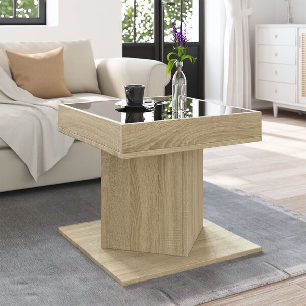vidaXL Table basse avec LED chêne sonoma 50x50x45 cm bois d'ingénierie