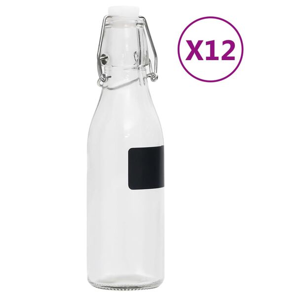 vidaXL Bouteilles en verre avec bouchon clipsable 12 pcs Rond 250 ml
