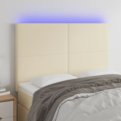 vidaXL Tête de lit à LED Crème 144x5x118/128 cm Similicuir