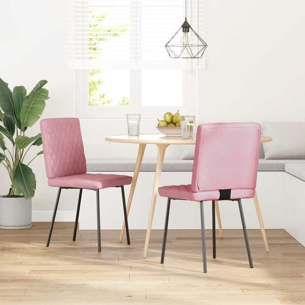 vidaXL Chaises &agrave; manger lot de 2 Rose Velours