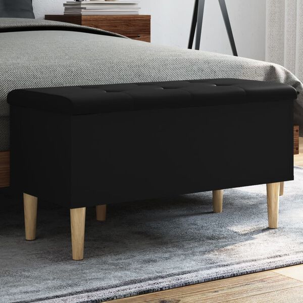 vidaXL Banc de rangement noir 82x42x46 cm bois d'ing&eacute;nierie