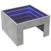 vidaXL Table basse avec LED infini gris b&eacute;ton 50x50x30 cm