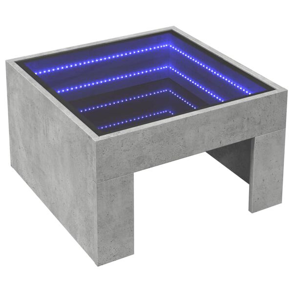 vidaXL Table basse avec LED infini gris b&eacute;ton 50x50x30 cm
