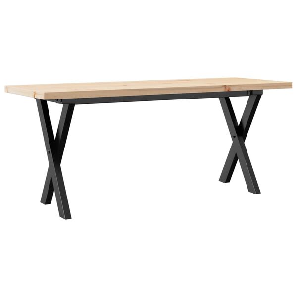 vidaXL Table basse cadre en X 110x40x45,5 cm bois de pin massif acier