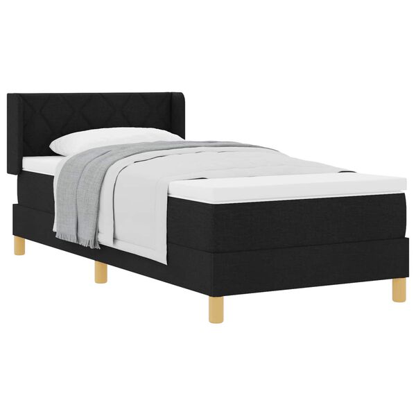 vidaXL Lit &agrave; ressorts avec matelas Noir 200 x 100 cm Polyester