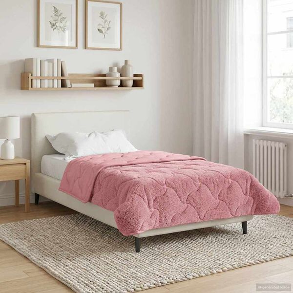 vidaXL Duvet complet toute l'ann&eacute;e Matelass&eacute; Rose 140 x 220 cm
